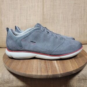 Geox Respira Mens Shoes Gray Suede Leather Breathable Walking Sneakers Size 12.5